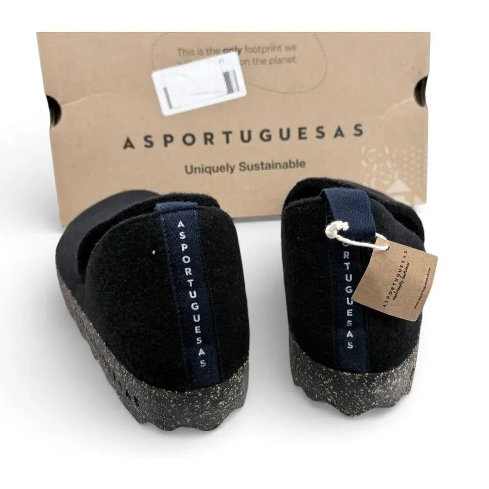 Asportuguesas Fly London City Black Tweed Cork Slip On Men’s 8 Womens 10 EU 41
